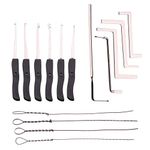 Loboo Idea Broken Key Extractor Set Home Depot Locksmith Tool Removal Hooks LockPick (15pcs, Black)