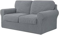 Sofa Cover Stretch Sofa Slipcover 2 Seater with 2 Backrest and 2 Seat Cushion Covers Separate Furniture Protector Loveseat Cover 145-178cm 5 PCS (Grey)