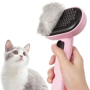 aumuca Cat Brush for Shedding, Cat Brushes for Indoor Cats, Cat Brush for Long or Short Haired Cats, Cat Hair Brush Cat Grooming Deshedding Brush for Dog Kitten Rabbit Massage Removes Loose Fur, Pink