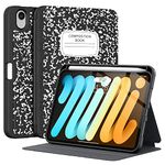 Supveco iPad Mini Case For iPad Mini 6Th Gen 2021 Case With Pencil Holder- [Apple Pencil Charging+Auto Wake/Sleep],Slim Protective Soft Tpu Back Cover For iPad Mini 6Th Generation 2021(Book),Black