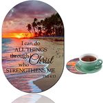 Personalized Gaming Mouse Pad and Coaster Combination, Sunset Beach Design Non-Slip Rubber Base Mouse Pad, Home Desk Decor, Custom Work and Gaming Mouse Pad