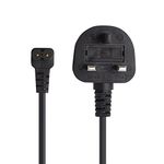 Power Cable UK 3PIN Plug to Right Angled 90 Degree,Figure Fig of 8 IEC C7 Mains Power Lead Cable 16FT(1.8M)