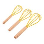 3pcs/Set Silicone Egg Whisk,Wooden Handle Egg Beater Heat Resistant Balloon Egg Beater Non Stick Kitchen Cookware For Blending, Whisking, Stirring