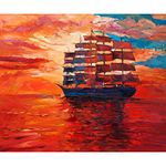 Pitaara Box Sailing Frigate Or Ship & Sea | Canvas Painting for Bedroom & Living Room | Engineered Wood Frame | 21.7 x 18 inch (55 x 46 cms)