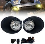 Fog Lights Compatible With 2007-2013 Toyota Tundra, A Pair Of Front Bumper Lights W H10 12V 42W Bulbs, Switch and Harness (Clear Lens)