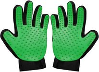 Zenify Pets Hair Grooming Glove Mitt for Deshedding Fur Removal from Pet Cats, Kittens, Rabbits, Guinea Pigs, Dogs, Puppies (Green) (Green (2 Pack))