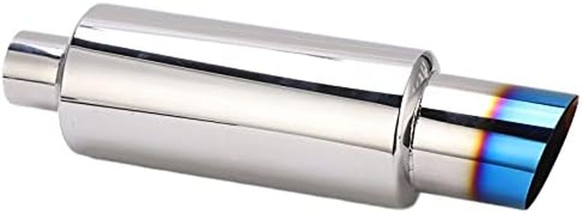 STAINLESS STEEL EXHAUST MUFFLER BLUE 2IN INLET 3IN OUTLET SILENCER COTTON UNIVERSAL