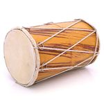 Handmade Wooden & Leather Classical Indian Folk Tabla Drum Set Hand Percussion Drums World Musical Instruments Punjabi Dhol Dholak Dholki 10 x 6 Inches Fun Birthday Housewarming Gift Ideas