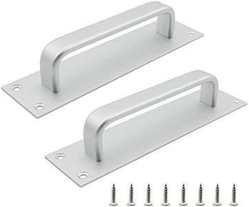 TTZEZE 2 Pack Closet Door Handles with Plate, Aluminium Alloy 7” Gate Handle, Modern Simple Door Pull Handle for Sliding Barn Door Fire Door Security Door Glass Door Kitchen Cabinet Shed Gate Garage