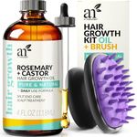 Artnaturals Organic Rosemary Castor Hair Oil + Massager Hair Growth Set Hair Growth Oil 118ml ounces with Coconut & Olive Oil for Dry, Damaged & Split End