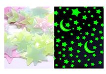 VGRASSP Multicolor Luminious Fluorescent Stars with Moon Night Glow Wall Decorative Sticker Dark Radium Attractive Wall Stickers for Kids Bedroom, Room Ceiling and Wall Decals(Assorted Design)