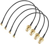 uxcell MMCX Male Right Angle to RP-SMA Female Bulkhead,Pigtail Antenna Coaxial RF1.37 Cable,RF Coaxial Connector,8inch,4pcs