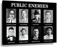 Public Enemy Mafia Posters for Walls Bugsy Siegel Black Gangster Pictures Art Prints Mob Boss Poster Art Canvas Painting for Decoration Framed Size 12x18 inch(30x45cm)