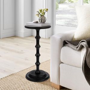 Creative Co-Op Ergo Pedestal Cocktail Side Table, Black