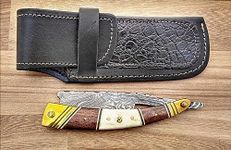 Handmade Wet Shave/Barber/Salon Damascus Steel Straight Cut Throat Razor with Bone, Pukka Wood & Brass Bolsters