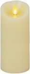 Luminara Realistic Moving Flame LED Candle (3"x6.5") Scalloped Edge Smooth Finish Real Wax Pillar, Vanilla Honey Scented, Battery Operated (2 C) 600 Hr Runtime, Timer, Remote Ready - Ivory