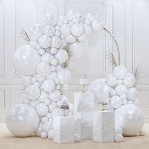PartyWoo Pearl White Balloons 140 pcs Different Sizes Pack of 18 12 10 5 Inch White Latex Balloon Arch Kit Garland for Wedding Bridal Graduation Baby Shower Birthday Party Decorations White-Z30
