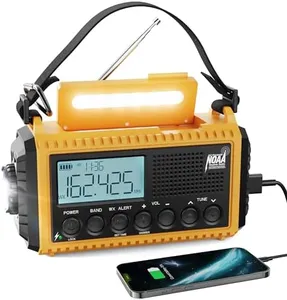 Raynic Emergency Radio, 5000mAh/18500mWh Weather Radio, Solar Hand Crank Radio with AM/FM/SW/NOAA Alert, Cell Phone Charger, Headphone Jack, Flashlight and SOS Siren