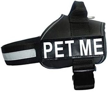 Doggie Stylz Dog Harness with Removable Patches and Reflective Trim. Dog Vest Comes with 2 PET ME Reflective Hook and Loop Patches. Measure Dogs Girth Before Purchase (Girth 24" - 31" Black)