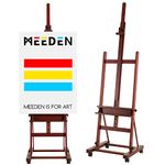 MEEDEN Large H Frame Easel: Professional Heavy Duty Easel for Painting - Adjustable Wood Easel 75" to 146"H, Hold Canvas up to 93" with 4 Wheels & Storage Tray
