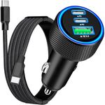 [Apple MFi Certified] iPhone 17 Car Charger, Rombica 3-Port 67W USB-C&USB-A Car Cigarette Lighter PD/QC Fast Car Charge with Type-C Braided Cord for iPhone 17/17 Pro Max/16 Pro/15/Galaxy S25/S24/Pixel