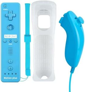 QUMOX Remote Game Control, Built-in Motion Plus Remote and Nunchuk Controller with Silicon Case for Wii and Wii U (Blue)