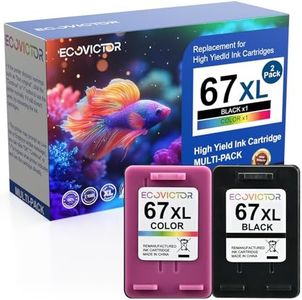 Eco Victor Inkjet Ink Cartridges 67BXL+67CXL D1079 for HP