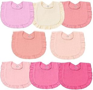 duludulu Baby Muslin Bibs, Bandana Drool Baby Bibs for Girls, Adjustable 100% Cotton Soft Baby Bibs for Drooling and Teething Organic Solid Colors Lap-Shoulder Bibs