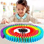 Storio 120 pcs 12 Color Wooden Dominos Blocks Set, for kids Game Educational Play Toy, Domino Racing Toy Game