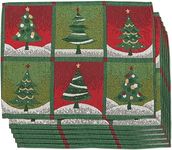 Set of 6 Christmas Tree Dining Table Placemats Cloth Mat for Holiday Party Dinner Decorations, 13.5 x 18.2 Inches