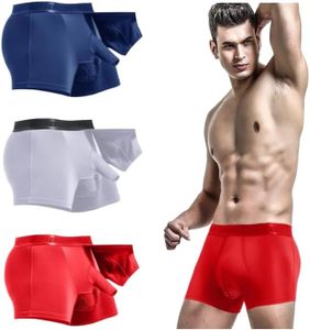 Feelonger Men's Trunks redundant Prepuce Physical Therapy Front Open Breathable Bulge Boxer Briefs Separated Pouch underwear (US, Alpha, X-Large, Regular, Regular, Red+Blue+White)