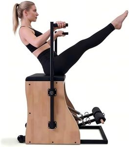 Pilates Chair Reformer Machine with Adjustable Resistance Springs Split Pedal Handles Home Gym Equipment for Yoga Core Training Rehabilitation Includes Non-Slip Socks (Standard Version)