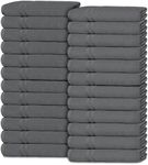 White Classic Wealuxe Grey Washcloths for Body and Face Towel, Cotton Wash Cloths Bulk 24 Pack, Flannel Spa Fingertip Wash Clothes 12x12 Inch, Soft Absorbent Gym Towels