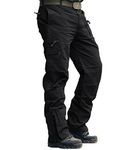 MAGCOMSEN Mens Casual Cargo Trousers Military Style Army Tactical Pants, Black, 34