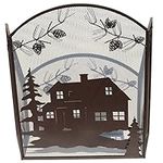 AR Country Store Metal Fireplace Screen Rustic Home Cabin House Scene - Lodge Style