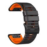 Fleshy Leaf Band Compatible with 22mm cross striations Hook and Loop Quick Dry Watch Band for for Fenix 6/Fenix 5/ Fenix 7/EPIX 2, Woven Nylon Ultralight Sport Wristband Strap for Garmin Fenix 6 Pro/Sapphire,Instinct,Forerunner 955 (Black-orange)