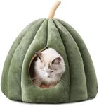 SEAHOME Cute Cat Bed for Indoor Cats, Pumpkin Style Cat Cave Bed Pet Tent Cat House with Removable Cushion Pillow, Soft Semi-Closed Pumpkin Shape Pet Bed for Small, Medium Dogs and Cats