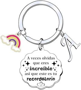 YUANSI Regalo Llavero inspirador, Llavero colgante de plata A-Z 26 letras iniciales A Veces Olvidas Que Eres Increíble, así Que Este Es Tu Recordatorio Para Hija Hijo Hermana Amigos Madre (A)