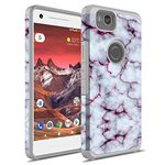 Rosebono Compatible With Google Pixel 2 XL Case, Hybrid Dual Layer Shockproof Hard Cover Graphic Fashion Cute Colorful Silicone Skin For Google Pixel 2XL (Purple Marble)