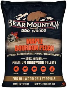 Bear Mountain BBQ Premium Bourbon, Maple, and Pecan Smoker Pellets, All-Natural Hardwood Pellet Blend for Outdoor Grilling, 20 Pound Bag