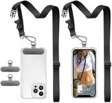 ROCONTRIP Phone Lanyard 2X Crossbody Lanyard and 2X Patch Universal Cell Phone Strap Adjustable Neck Strap for Women Men Travel Shopping Walking(Black+Black)