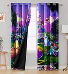 Ultimate Trends Premium Polyester 3D Digital Nature Scenery Printed 90% Blackout Kids Room Curtains for Door, 8 feet, Pack of 2 Piece, Multi Color, (UTCR-1321_BC_C)