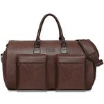 MODOKER Convertible Leather Garment Bag, Carry on Garment Bags for Travel Waterproof Garment Duffel Bag Gifts for Men Women Business - 2 in 1 Hanging Suitcase Suit Travel Bags, Brown