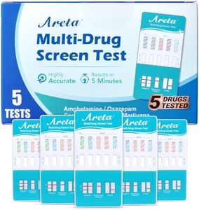 Areta Multi-Drug Screen Test: Home Urine Testing Kit for 5 Common Drugs, Amphetamine(AMP),Oxazepam(BZO),Cocaine(COC),Marijuana(THC),Morphine(MOR), Easy to Use All in One Panel Dip Card, ADTP-754 5Pack