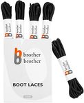 BB BROTHER BROTHER Black Round Boot Shoe Laces (5 Pairs), Heavy Duty and Non Slip Replacement Shoelaces, 3/16" Thick 3.5mm Shoe Strings for Men’s and Women’s Work, Hiking, Winter, Walking Boots