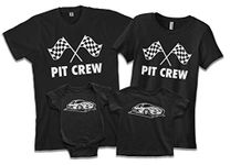 Threadrock Race Car & Pit Crew | Dad Mom Baby Child Son Daughter Matching Family Shirts Set - Black - XL