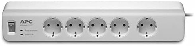 APC Surge Protector PM5-GR Socket Strip with Surge Protection (5-Way Schuko Plug, Switchable, for PC, TV White)