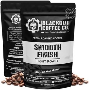 Blackout Coffee, Smooth Finish, Ground or Whole Bean, 100% Light Roast Arabica Beans, Small Batch Fresh Roasted in the USA – 12 oz Bag (Whole Bean)