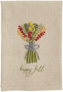 Mud Pie French Knot Fall Tea Towel, Hello Fall, 21" x 14"