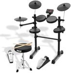 Pyle 8-Piece Electric Drum Set with MIDI Support, Preloaded Sounds, Cymbals, and Digital Foot Pedals